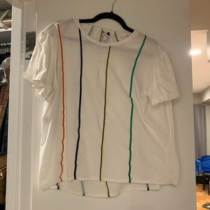 Derek Lam 10 Crosby Multicolor Stripe Tee - L